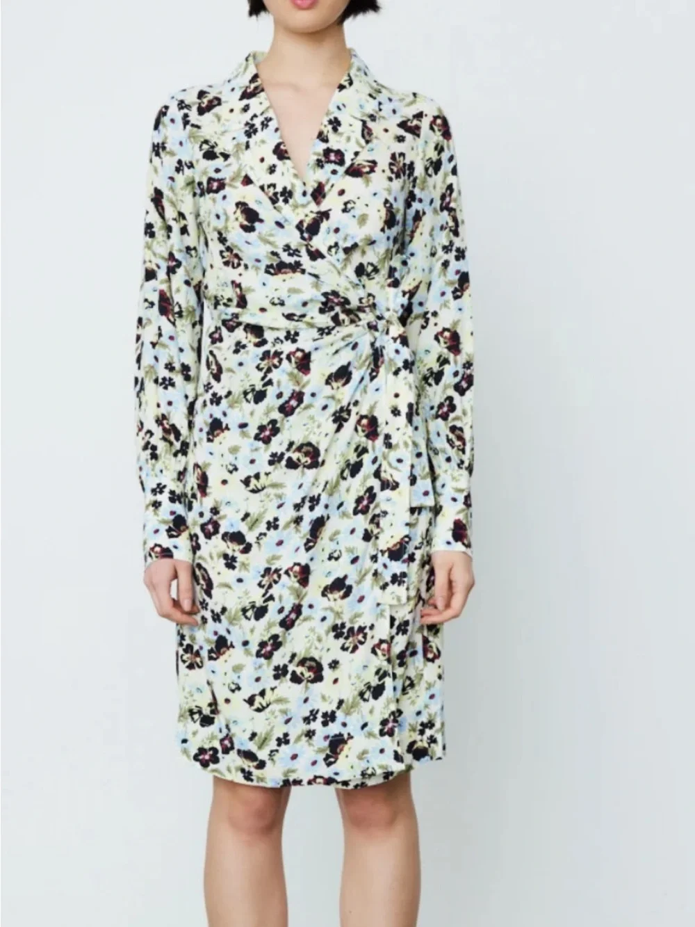GANNI 🖤 Printed Crepe Wrap Dress